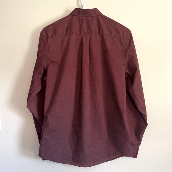 Old Navy Small S Burgundy Long Sleeve Button Down Slim Fit Shirt - Picture 2 of 3